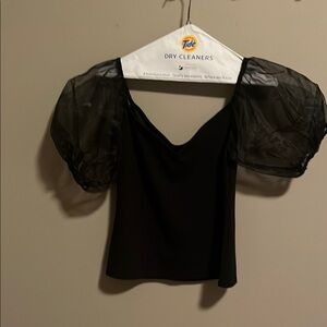 Elegant Black Puff Sleeve Top